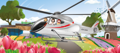 Helicopter Flight above the tulip fields in Holland